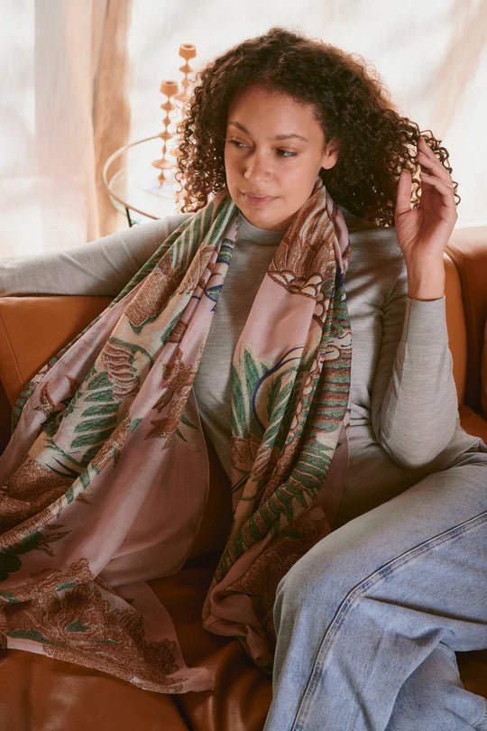 picture of One Hundred Stars Scarf Crane Plaster Pink - Number Two - womens - fashion - accessories - One Hundred Stars 1