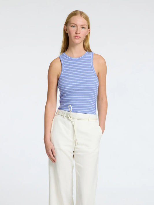 picture of Selected Femme Anna Striped Tank Top Cornflower Blue Snow White - Number Two - womens - fashion - ethical -