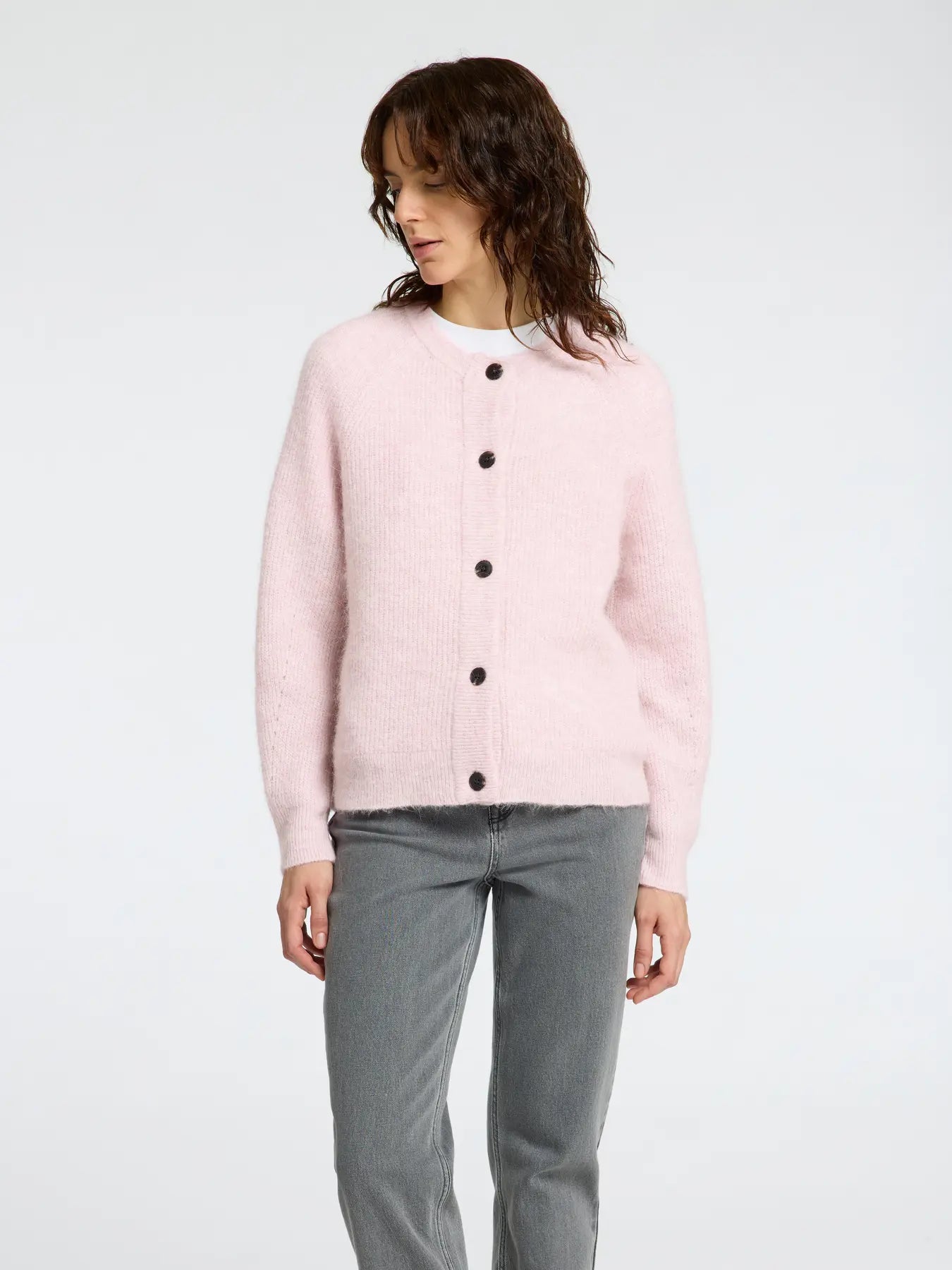 Selected Femme Lulu LS Knit Cardigan Bleached Mauve