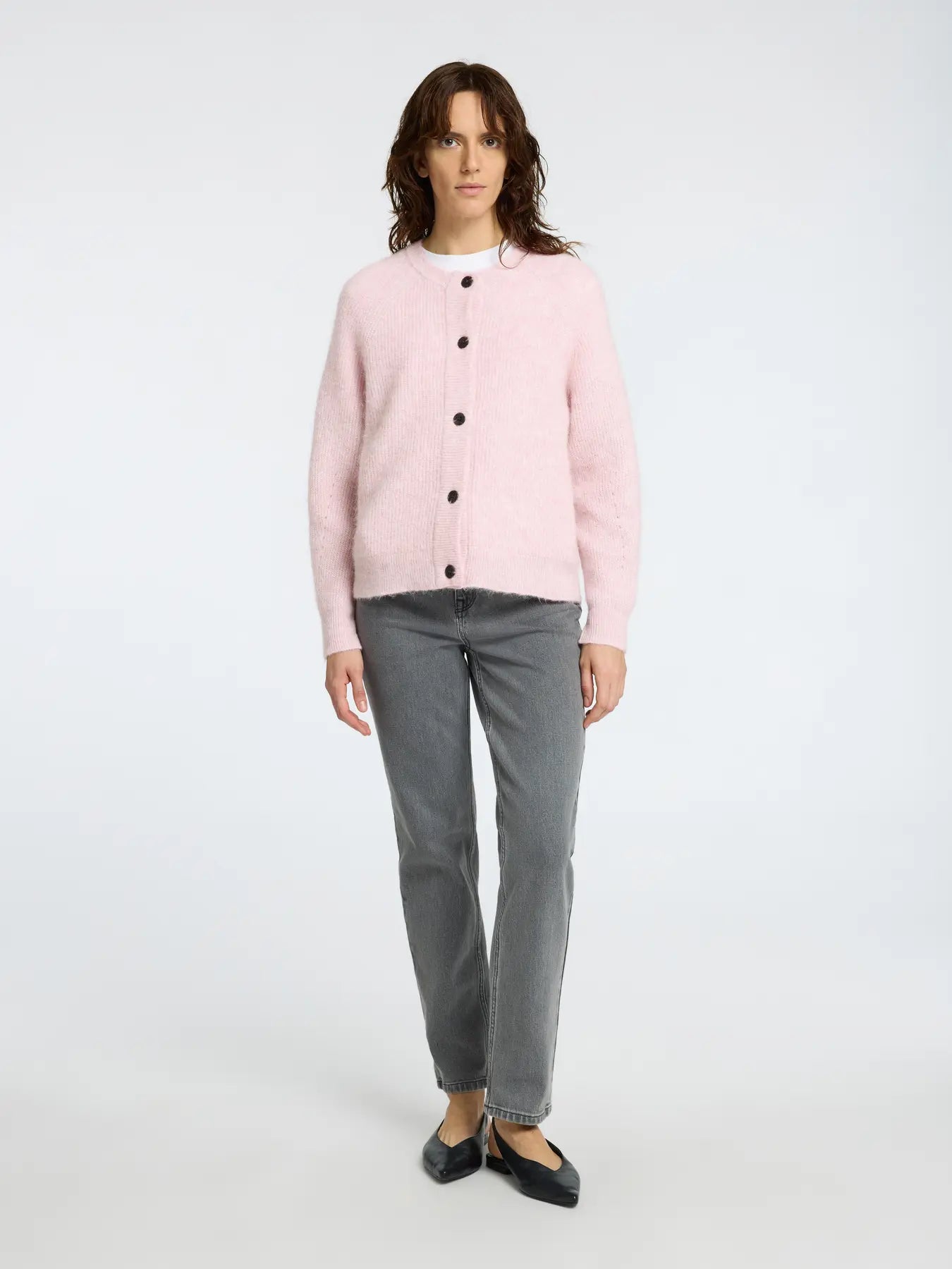 Selected Femme Lulu LS Knit Cardigan Bleached Mauve