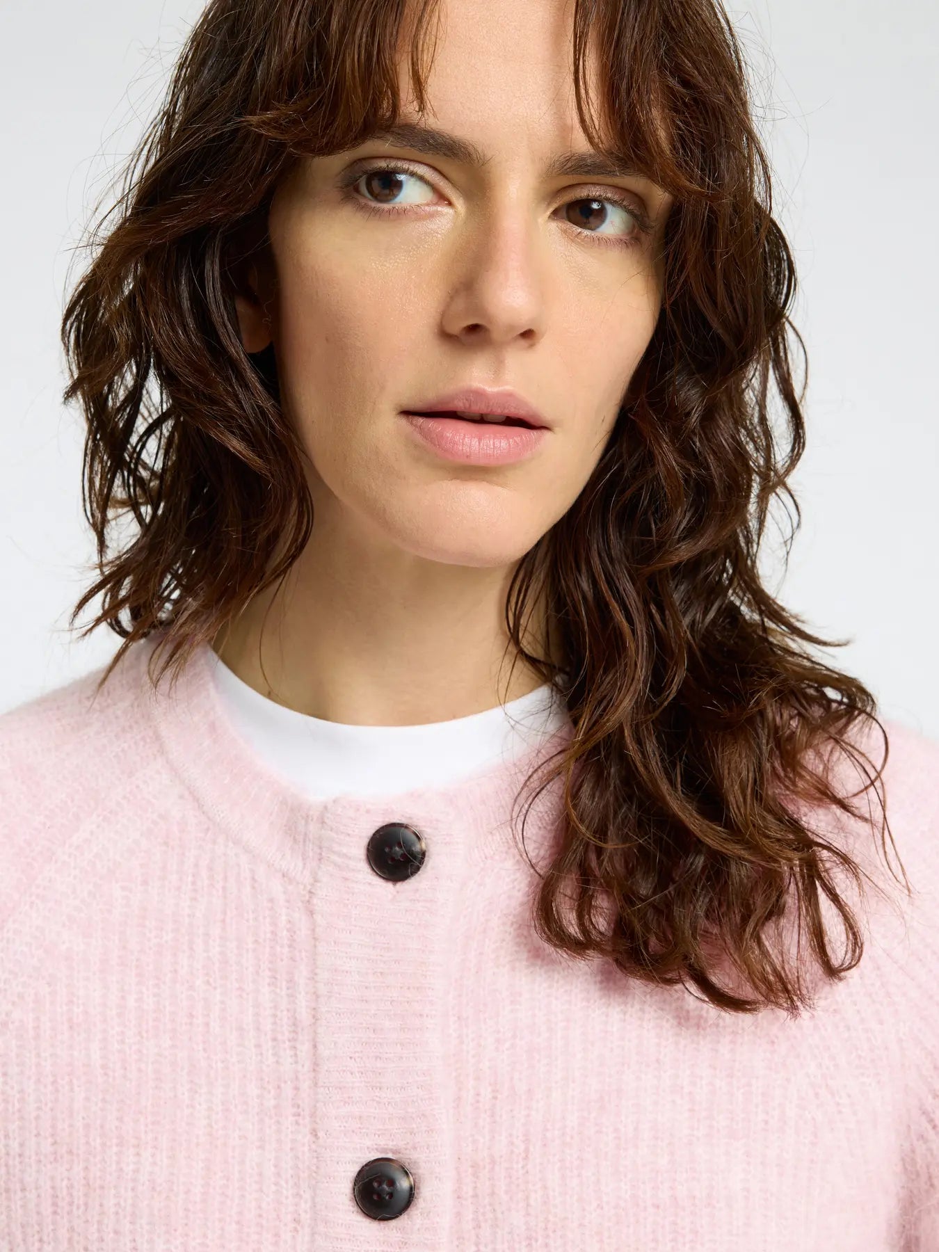 Selected Femme Lulu LS Knit Cardigan Bleached Mauve