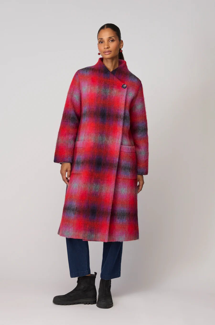picture of Sahara Bright Brushed Check Wool Coat - Multi - Number Two - womens - fashion - clothing - Sahara 1