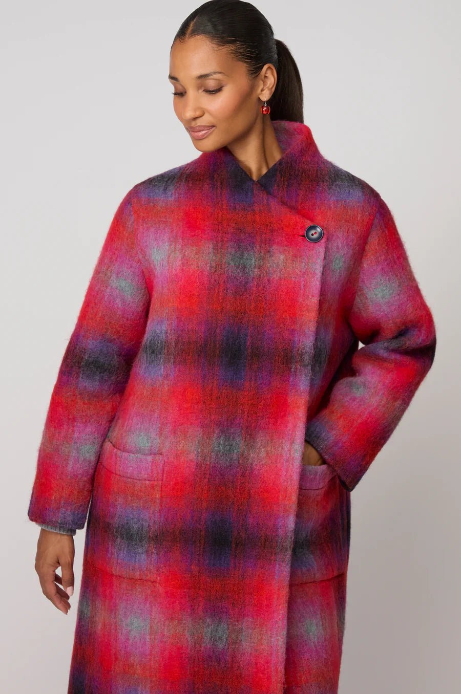 picture of Sahara Bright Brushed Check Wool Coat - Multi - Number Two - womens - fashion - clothing - Sahara 4