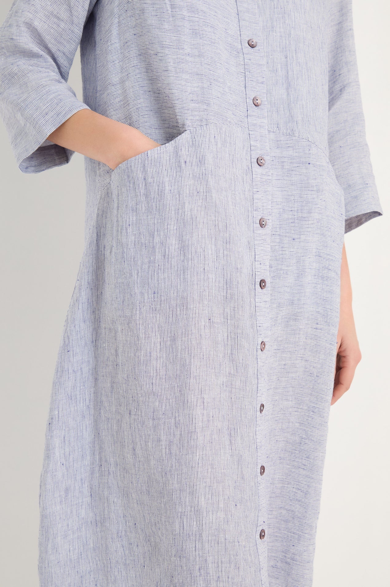 picture of Sahara Ticking Linen Shirt Dress - Blueberry/White - Number Two - womens - fashion - clothing - Sahara 7