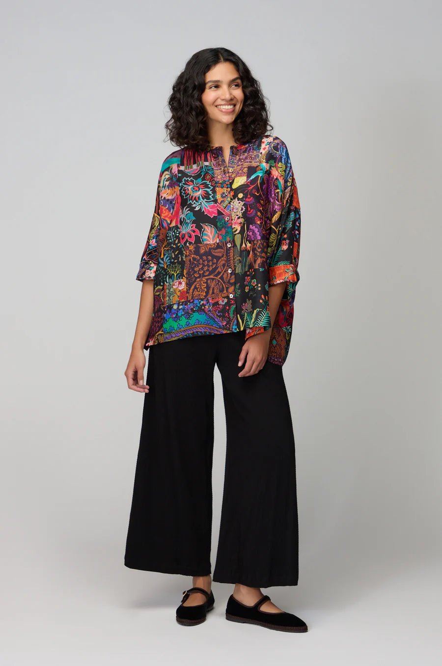 picture of Sahara Winter Patchwork Silk Shirt - Multi - Number Two - womens - fashion - clothing - Sahara 4