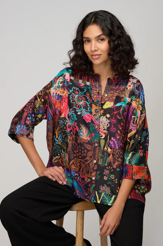 picture of Sahara Winter Patchwork Silk Shirt - Multi - Number Two - womens - fashion - clothing - Sahara 1