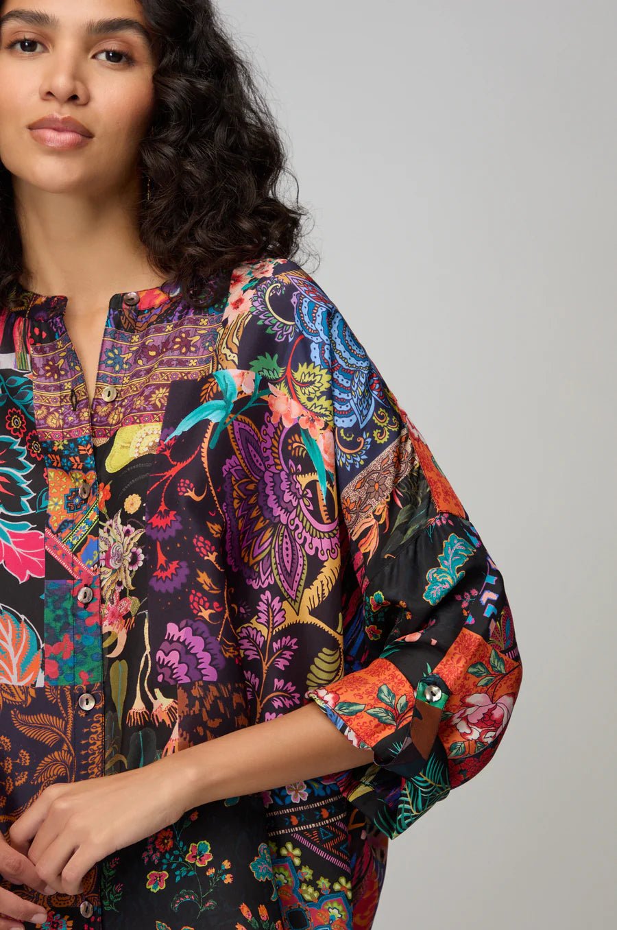 picture of Sahara Winter Patchwork Silk Shirt - Multi - Number Two - womens - fashion - clothing - Sahara 2