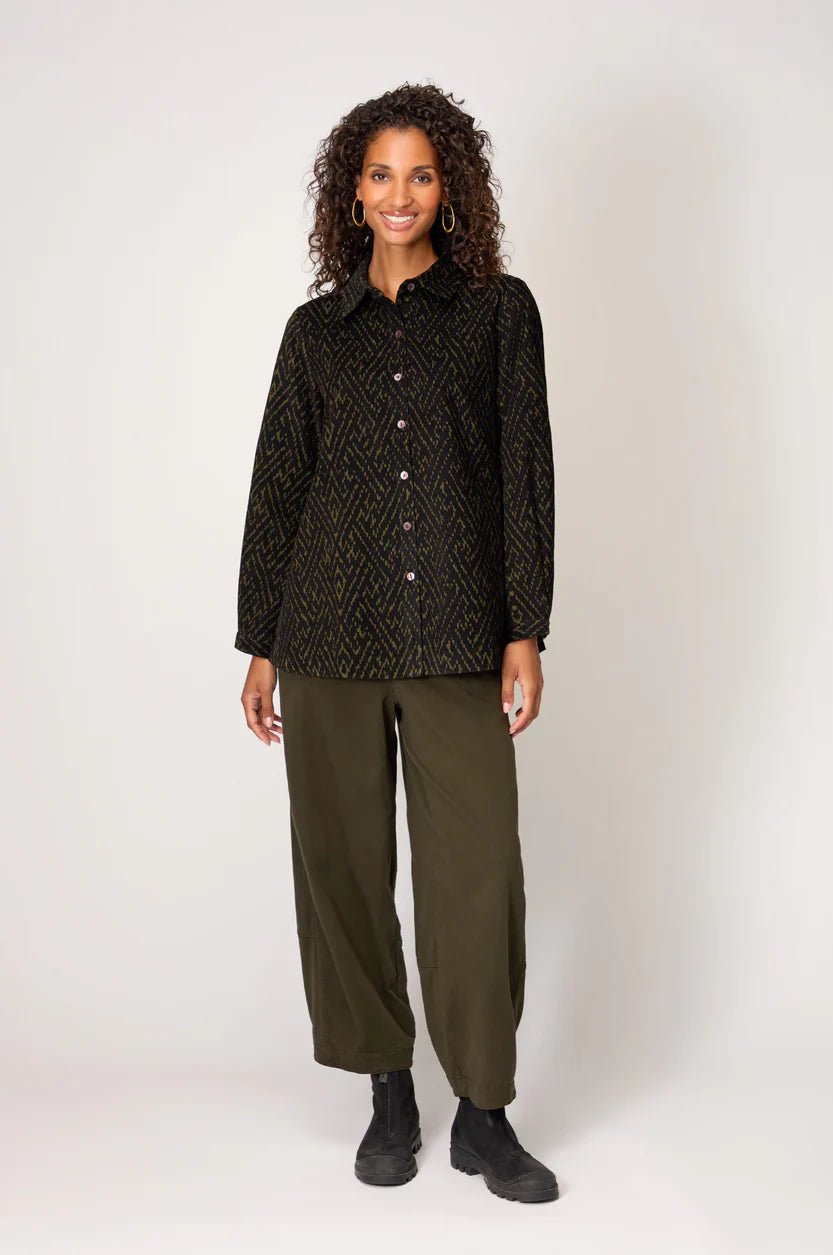 picture of Sahara Ornate Textured Cord Shirt - Black/Khaki - Number Two - womens - fashion - clothing - Sahara 4
