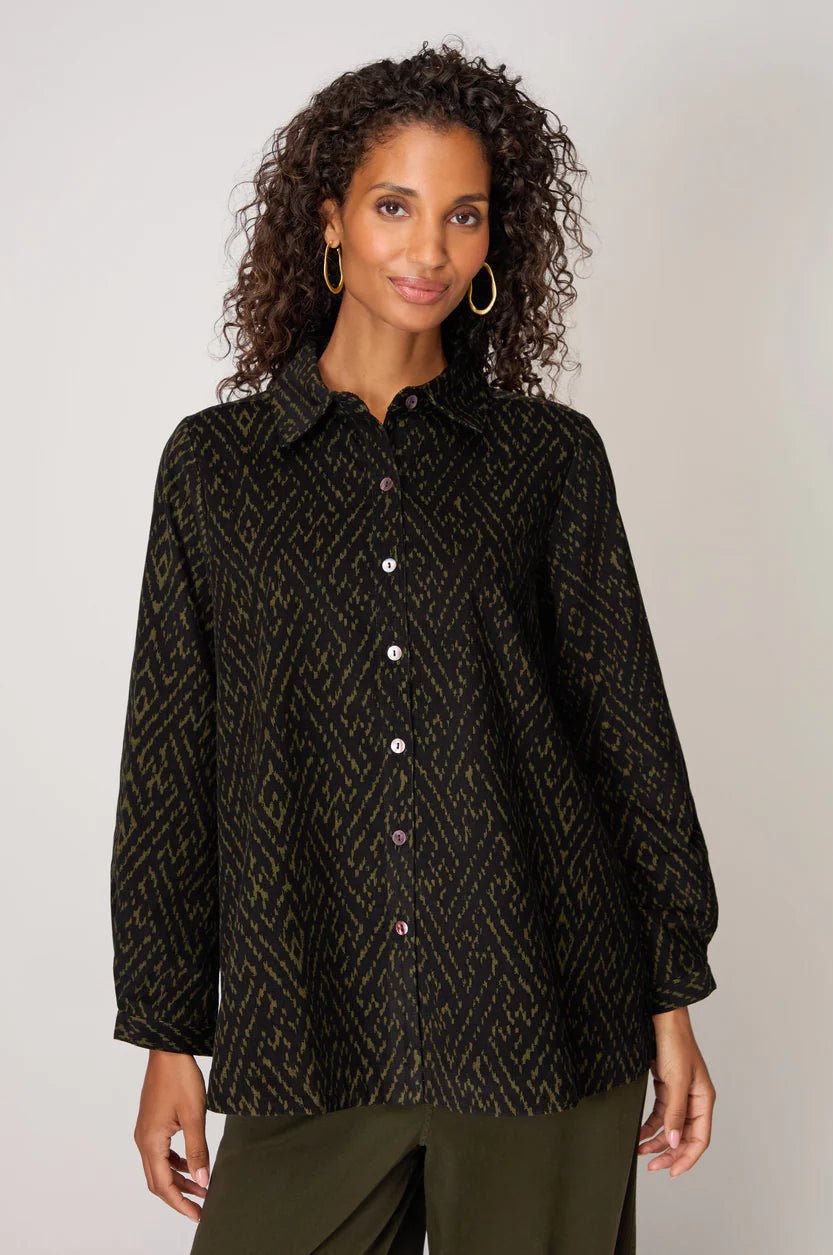 picture of Sahara Ornate Textured Cord Shirt - Black/Khaki - Number Two - womens - fashion - clothing - Sahara 3