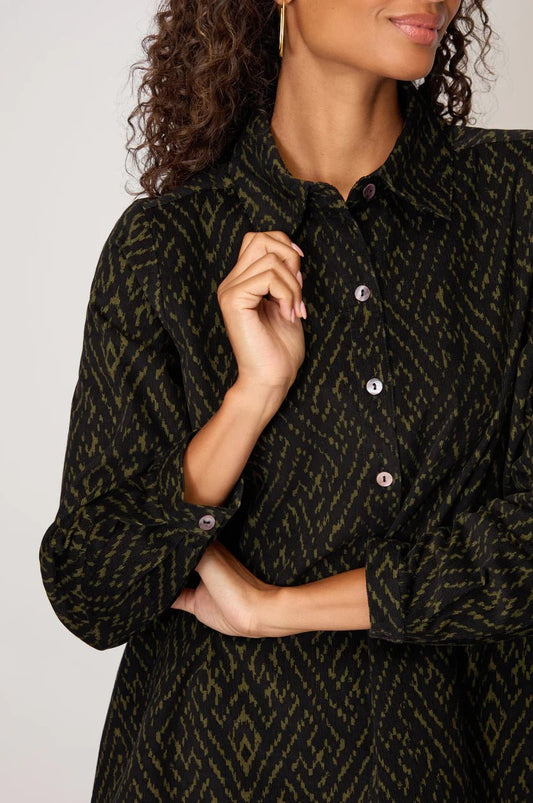 picture of Sahara Ornate Textured Cord Shirt - Black/Khaki - Number Two - womens - fashion - clothing - Sahara 1