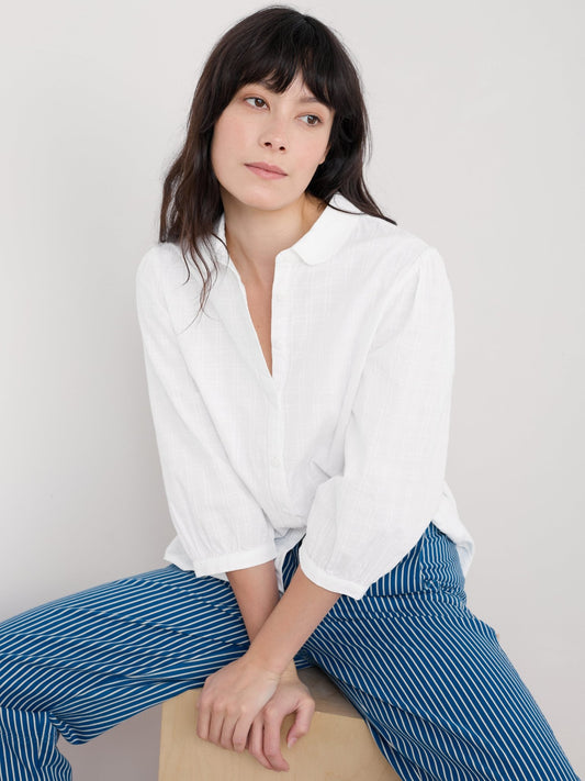 picture of Seasalt Hope Cottage Organic Cotton Check Blouse Salt - Number Two - womens - fashion - ethical - clothing -