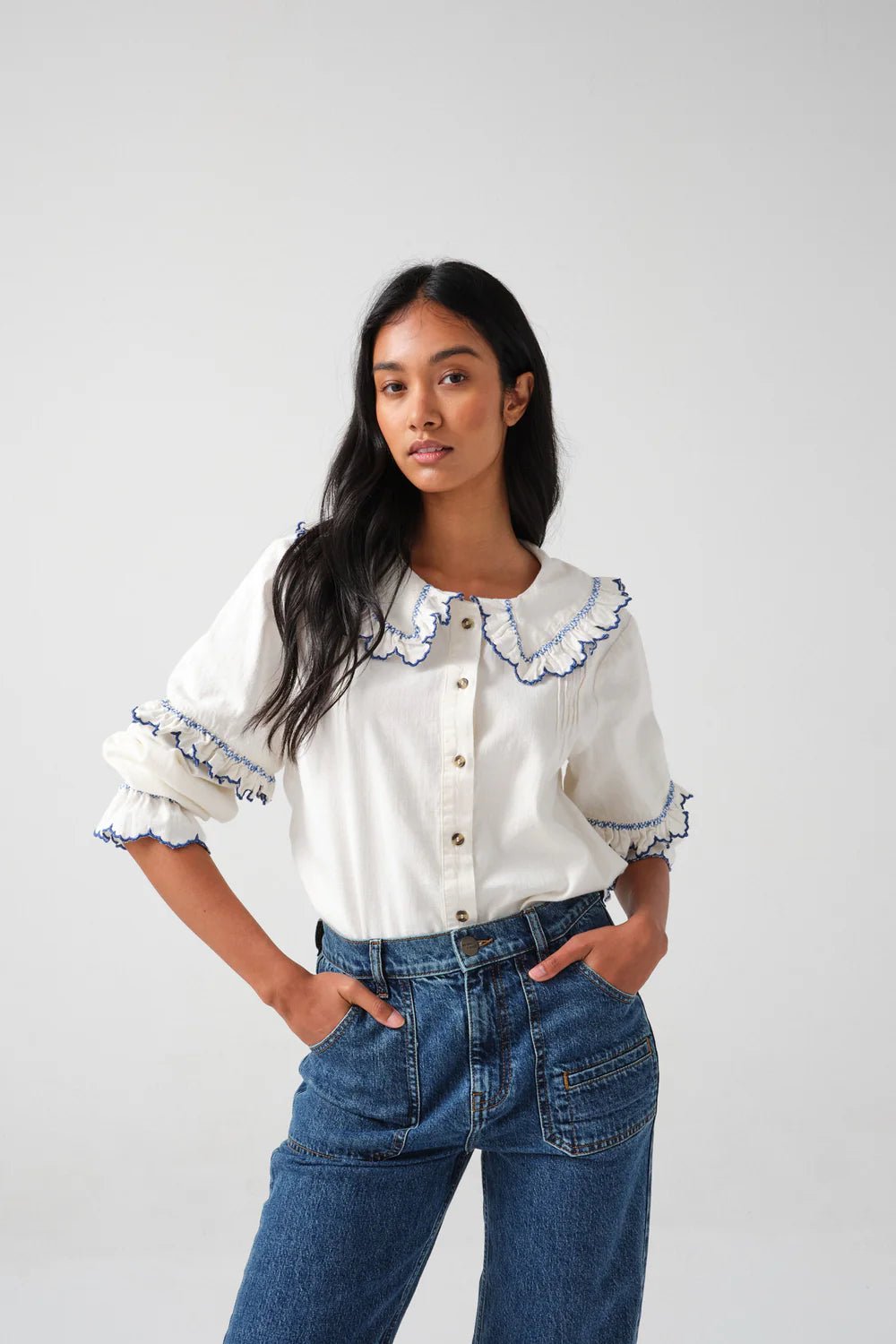 picture of Seventy + Mochi Phoebe Blouse - Indigo Rinse - Number Two - womens - fashion - clothing - Seventy + Mochi 3