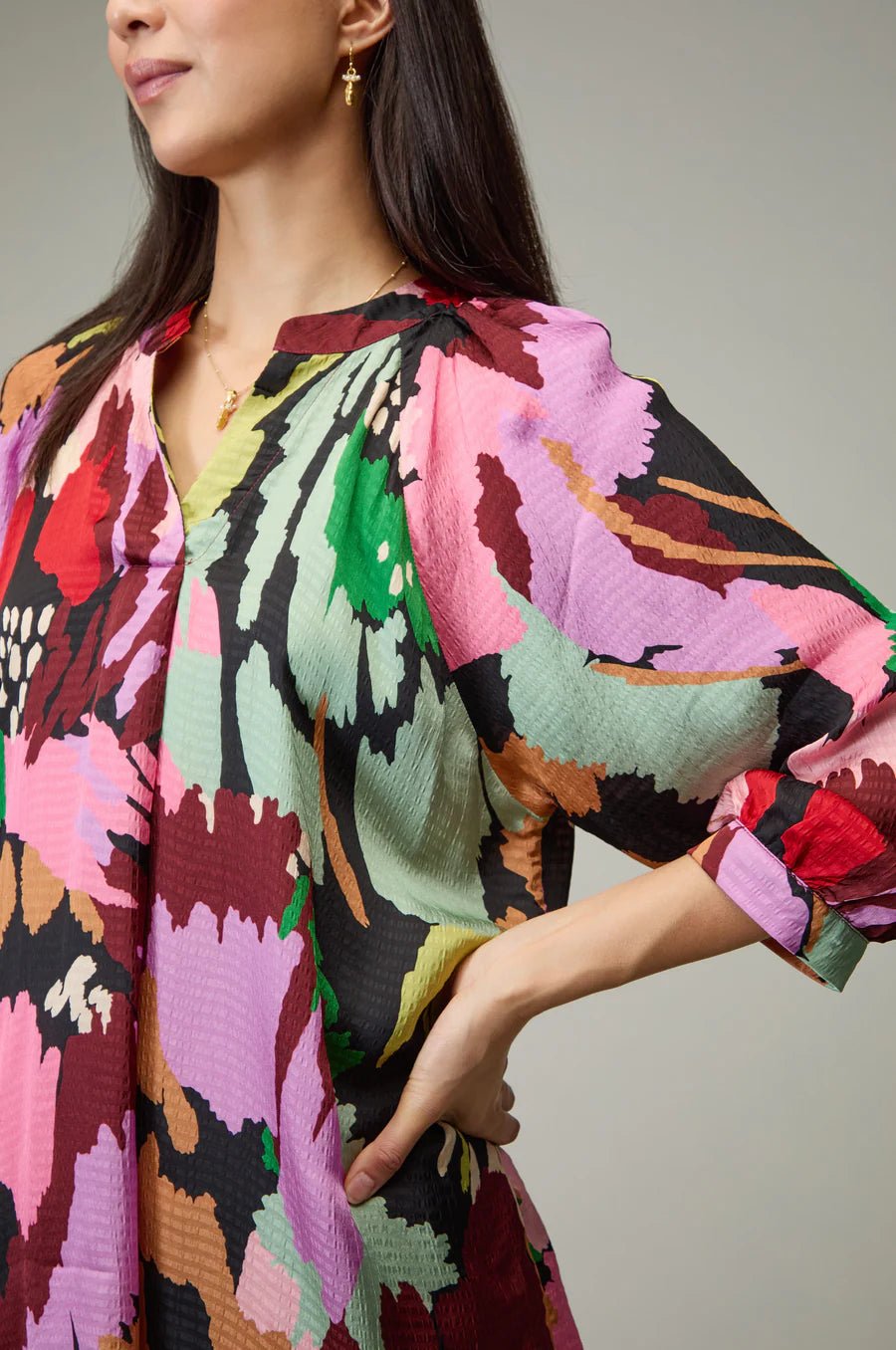 picture of Sahara Textured Viscose Floral Collage Print Top - Multi - Number Two - womens - fashion - clothing - Sahara 2