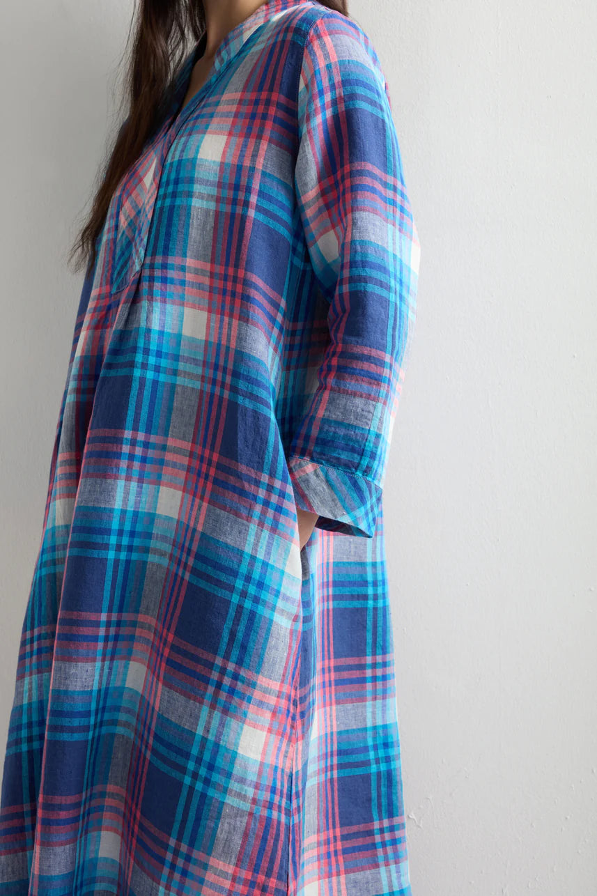 Sahara Linen Check Placket Dress Multi