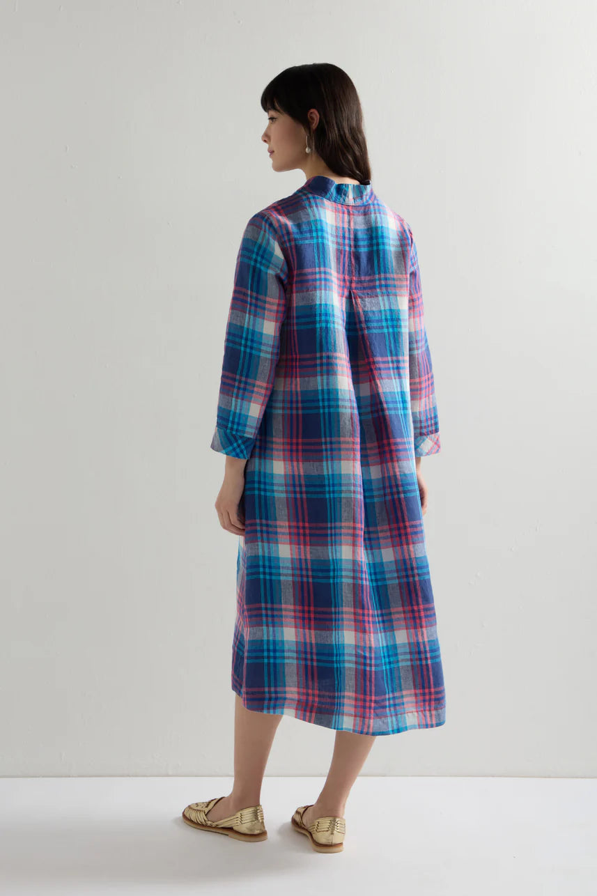 Sahara Linen Check Placket Dress Multi