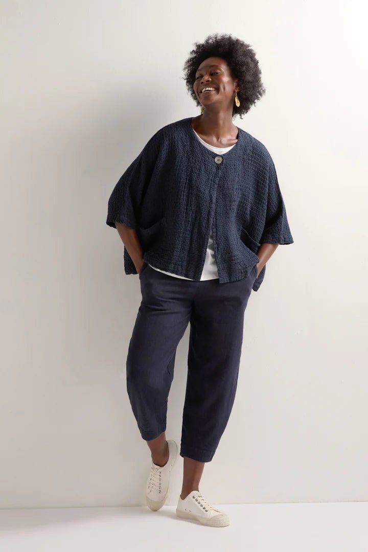 Sahara Waffle Linen Boxy Jacket Night