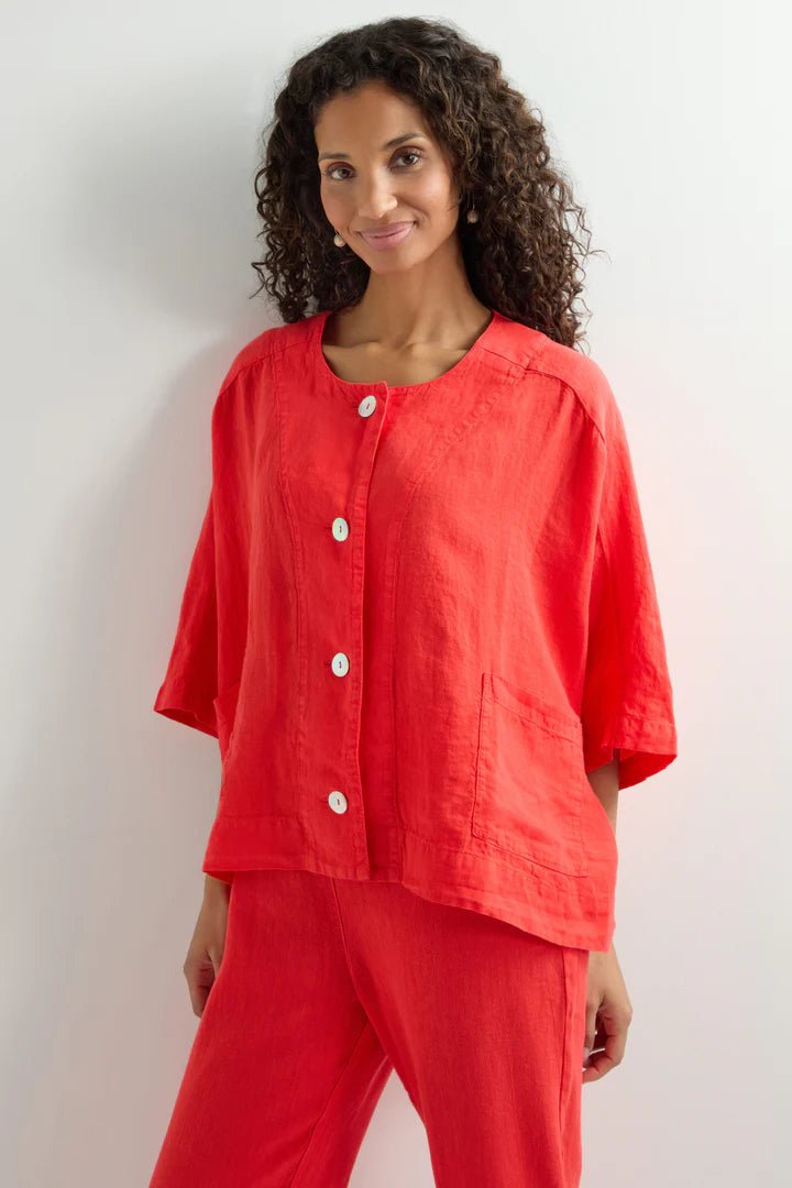 picture of Sahara Organza Linen Relaxed Jacket Scarlet - Number Two - womens - fashion - clothing - Sahara 3