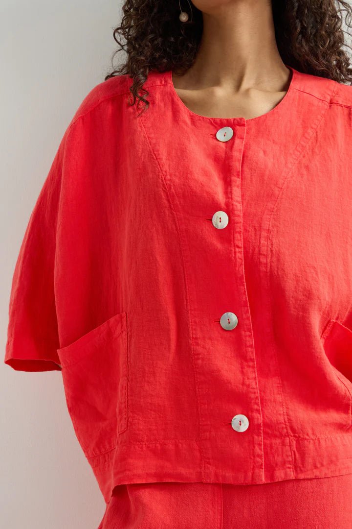picture of Sahara Organza Linen Relaxed Jacket Scarlet - Number Two - womens - fashion - clothing - Sahara 4