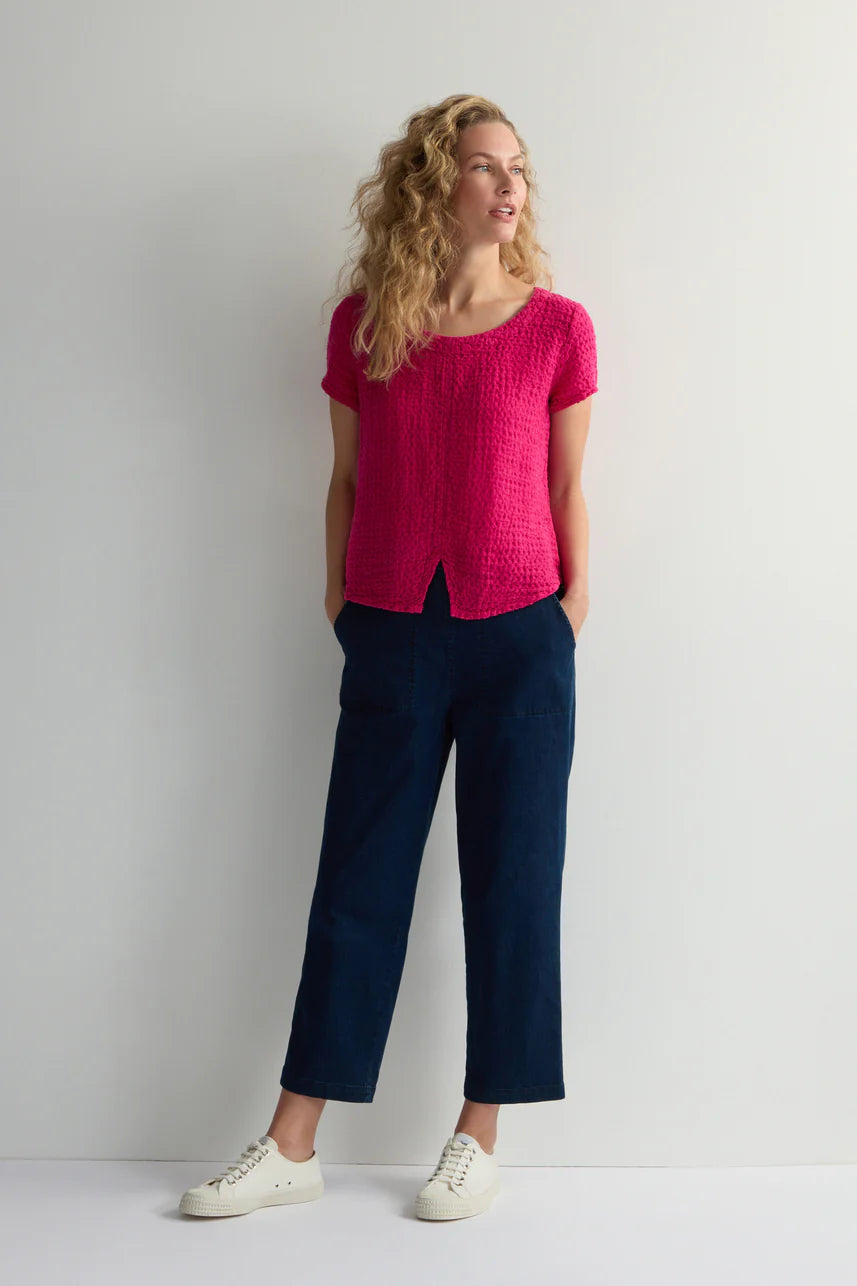 Sahara Waffle Linen Top Magenta
