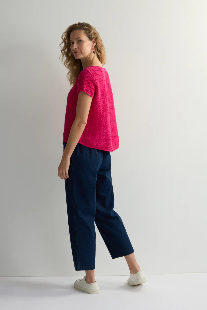 Sahara Waffle Linen Top Magenta
