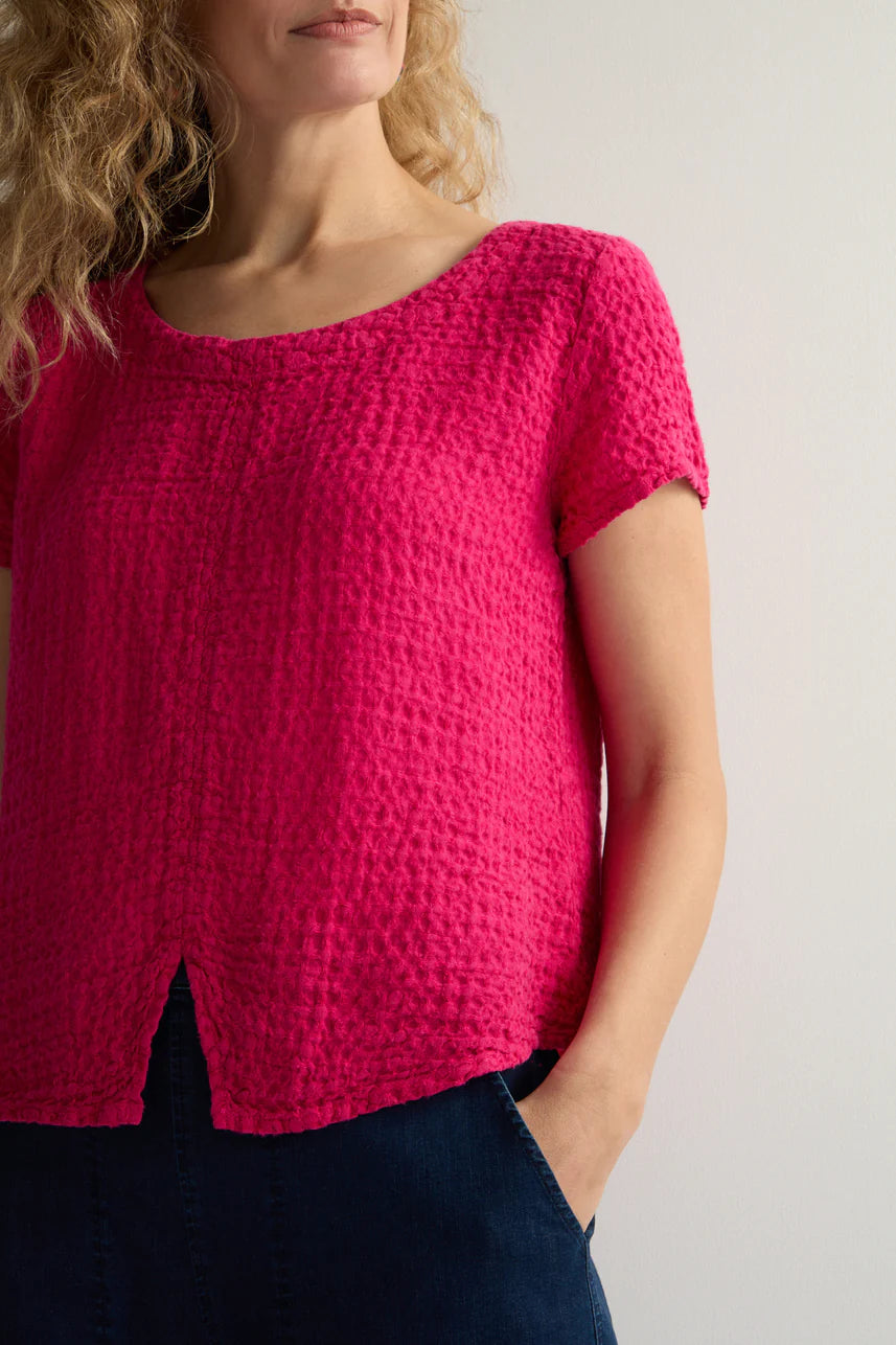 Sahara Waffle Linen Top Magenta