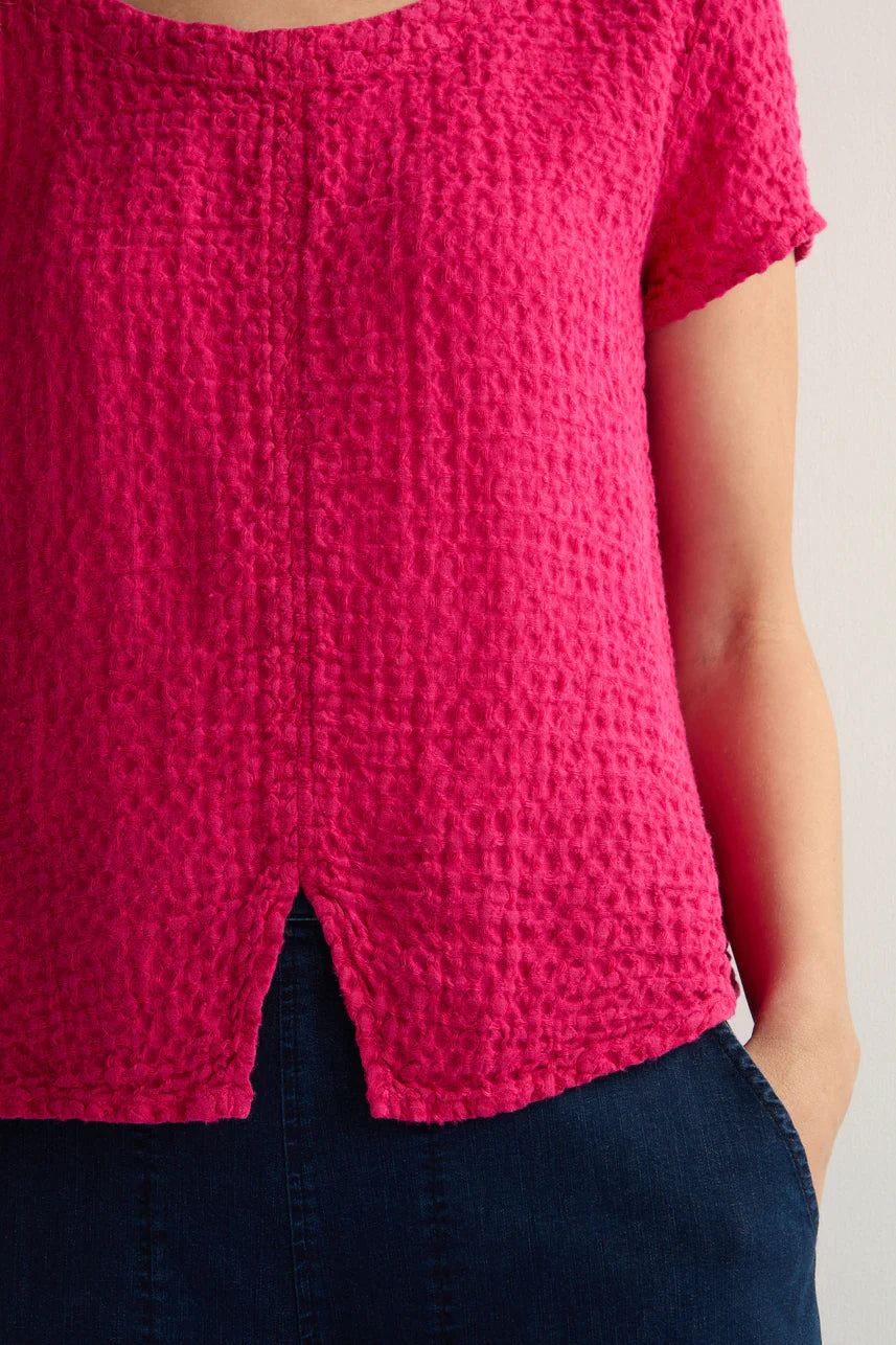 Sahara Waffle Linen Top Magenta