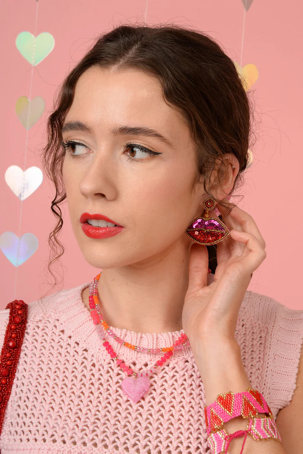 My Doris Beaded Earring - Lips