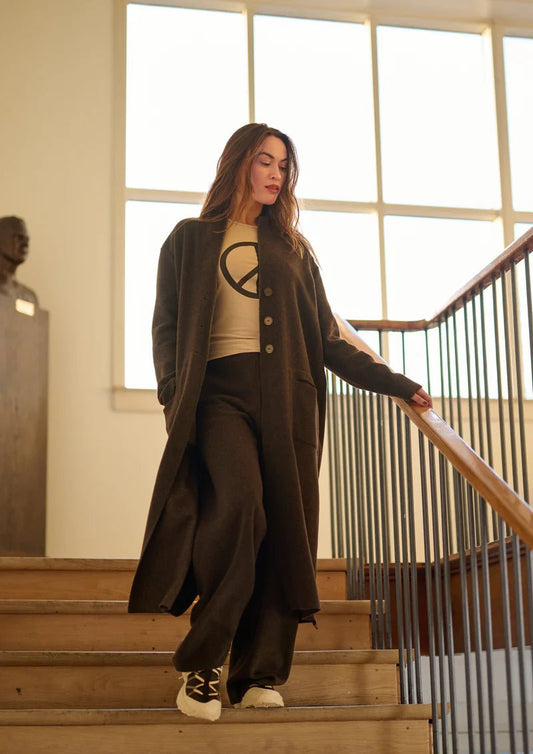 picture of Henriette Steffensen Long Cardigan 7162 - Chocolate - Number Two - womens - fashion - clothing - Henriette Steffensen 1