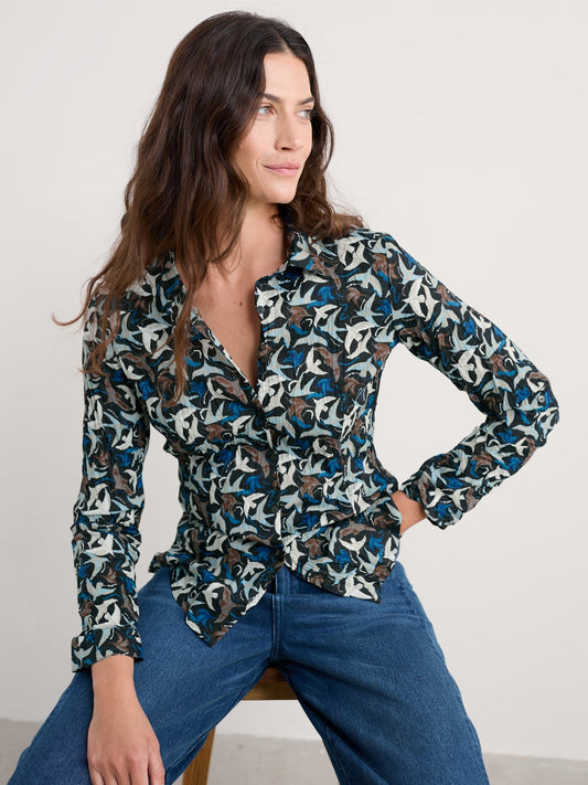 picture of Seasalt Larissa Shirt - Swooping Birds Onyx - Number Two - womens - fashion - clothing - Seasalt 1