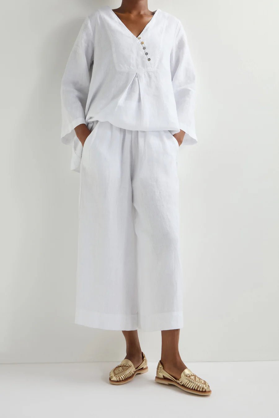 Sahara Linen Wide Trouser White