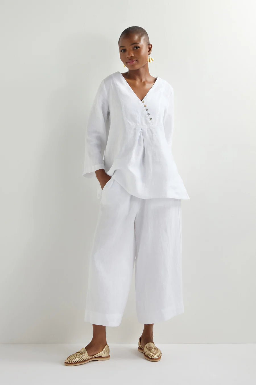 Sahara Linen Wide Trouser White