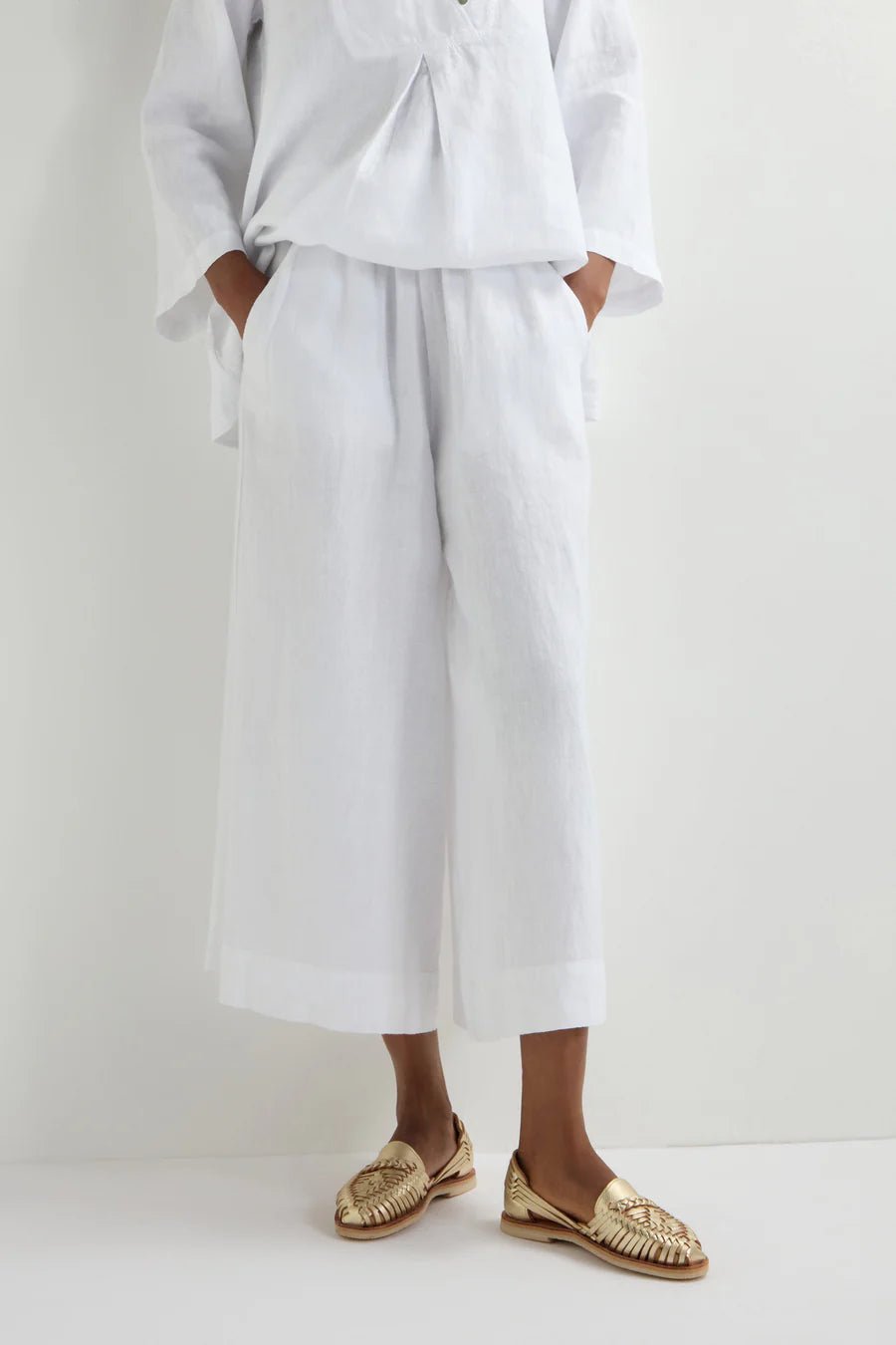 Sahara Linen Wide Trouser White