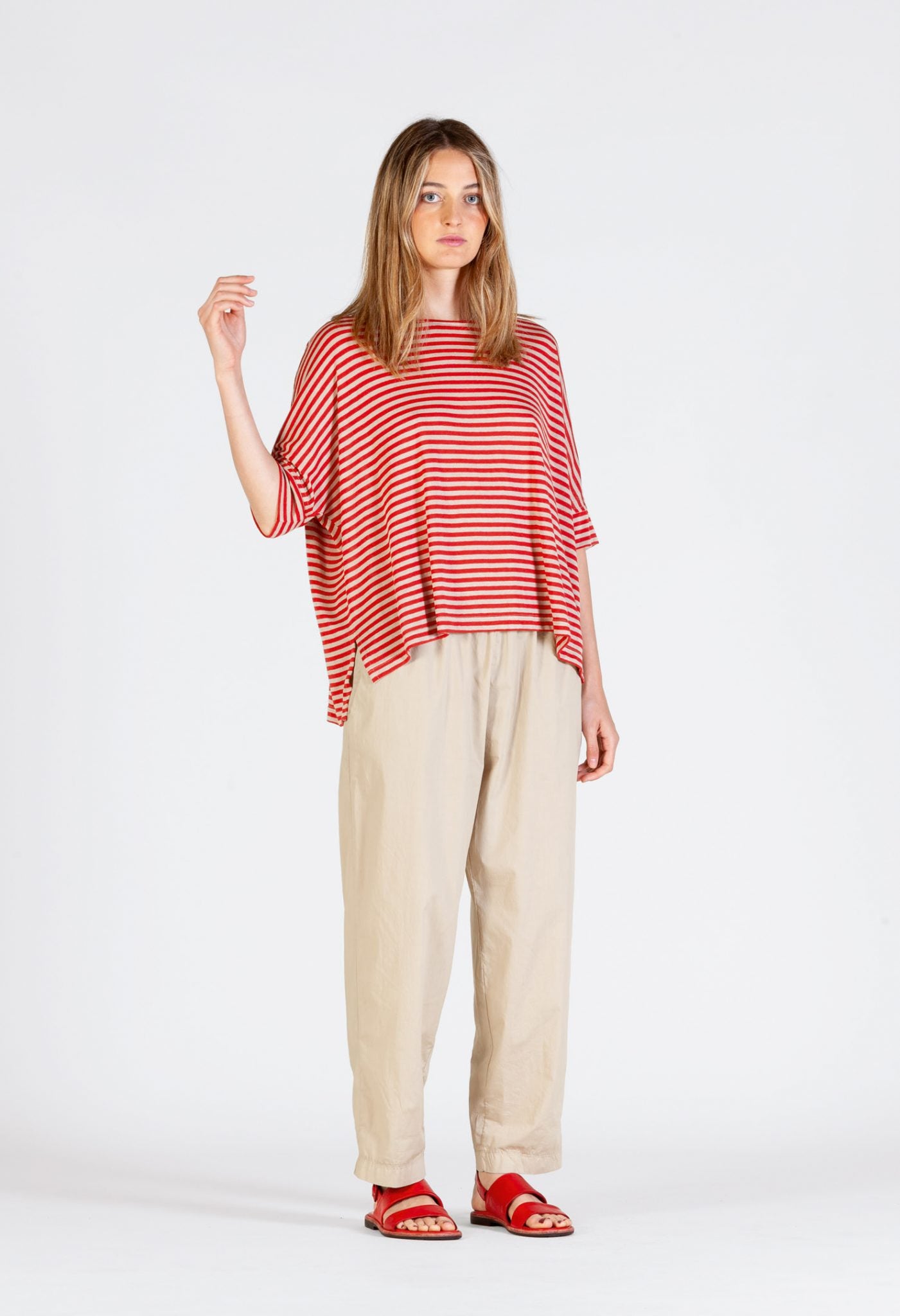 Mama B Tela Linen Top Ribes Stripe