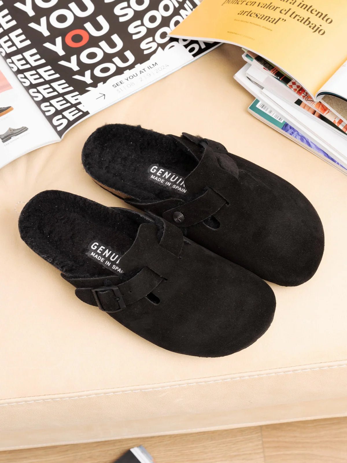 picture of Genuins Riva Suede Wool Clog - Black - Number Two - womens - fashion - Footwear - Genuins 6