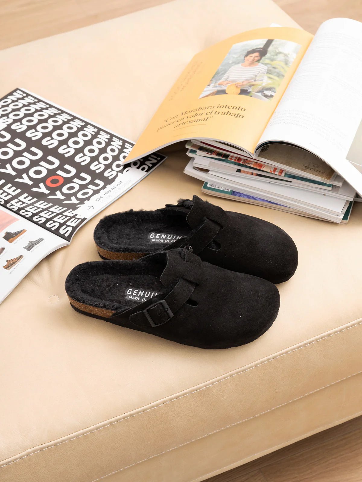 picture of Genuins Riva Suede Wool Clog - Black - Number Two - womens - fashion - Footwear - Genuins 7