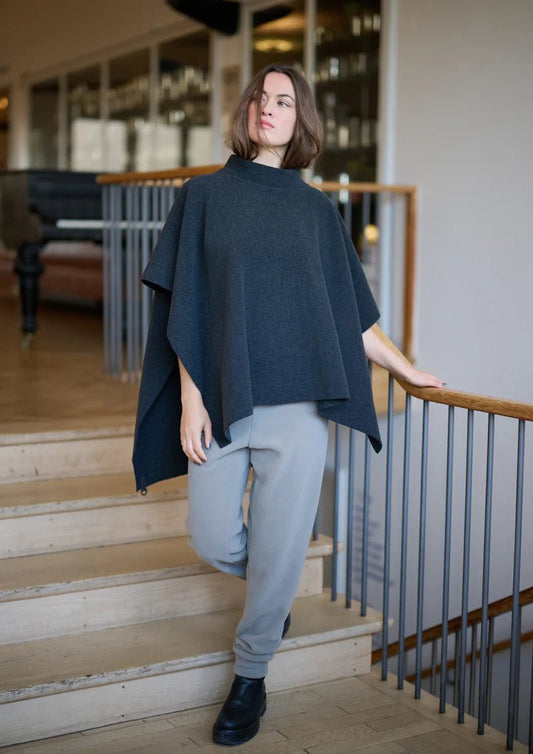 picture of Henriette Steffensen Poncho - Soft Black - Number Two - womens - fashion - clothing - Henriette Steffensen 1