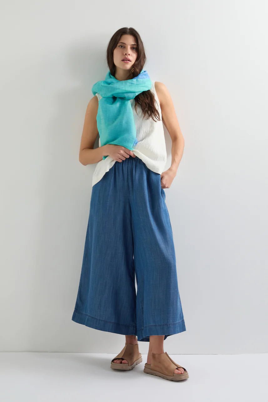 Sahara Fluid Denim Wide Trouser Light Denim