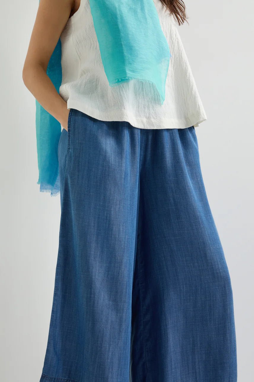 Sahara Fluid Denim Wide Trouser Light Denim