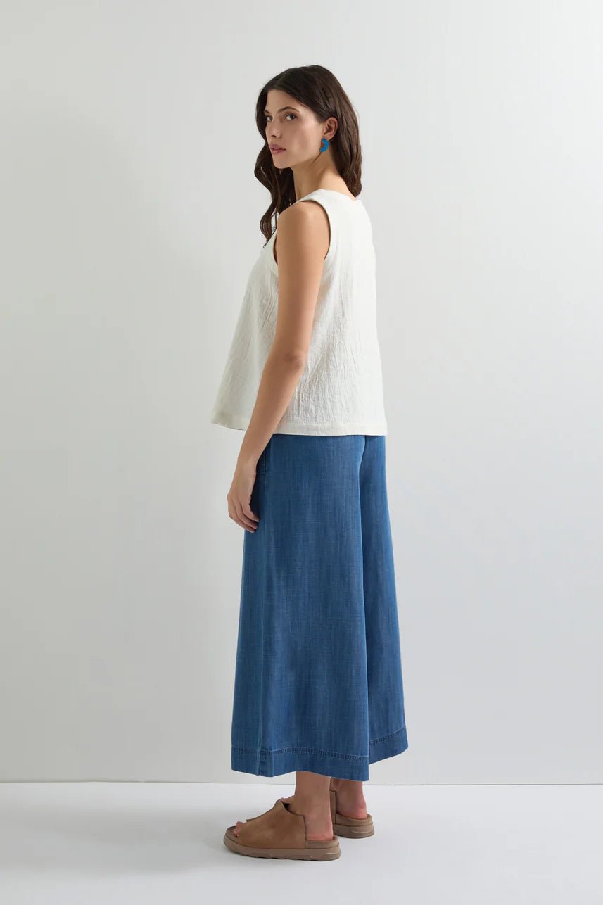 Sahara Fluid Denim Wide Trouser Light Denim