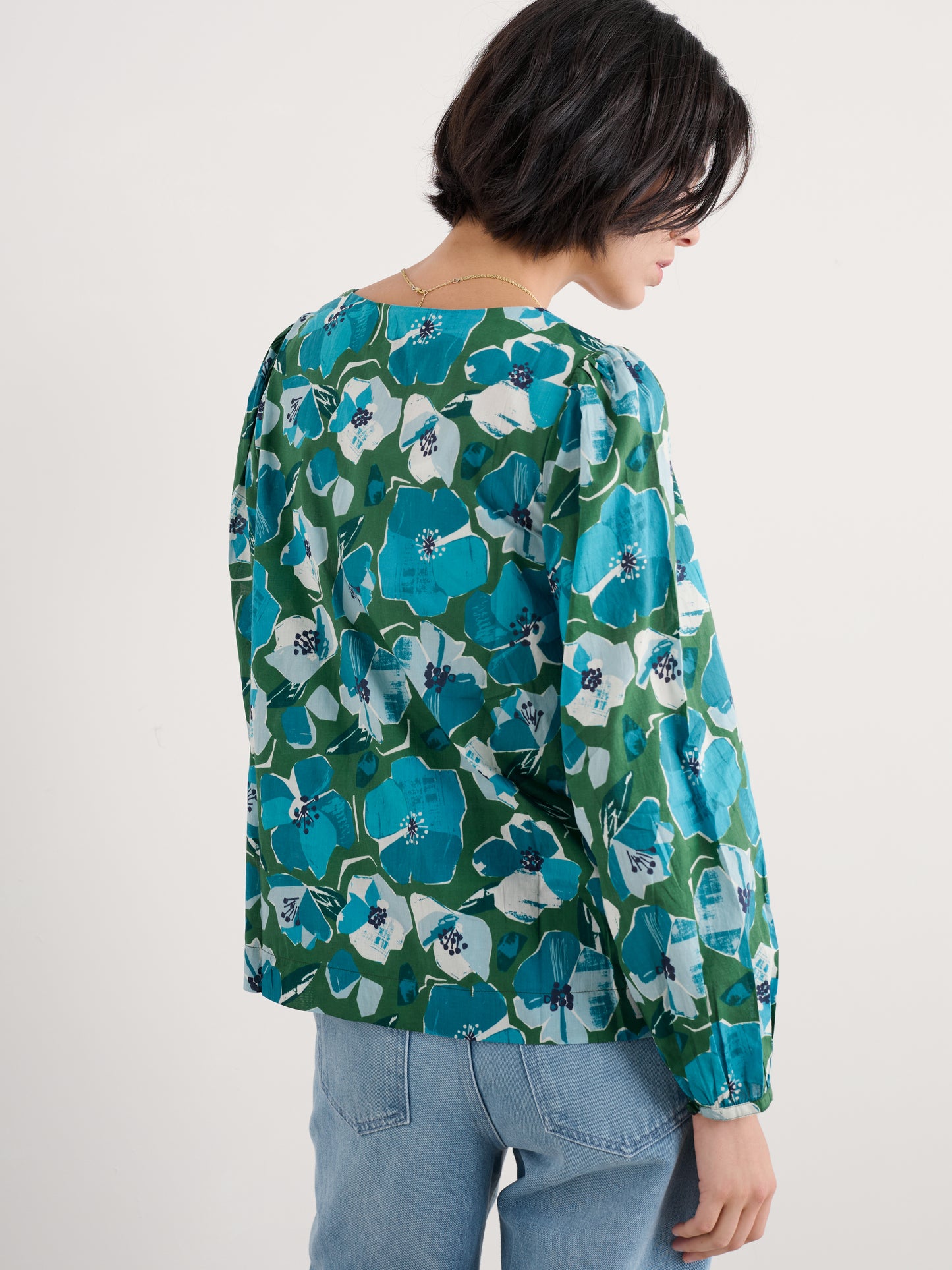 Seasalt Quill Top Organic Cotton Paper Hellebores Forest Green