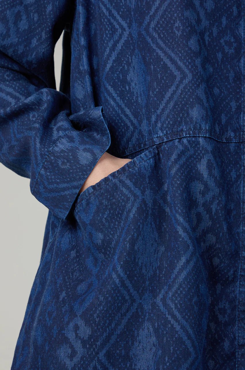 picture of Sahara Diamond Patchwork Print Shirt - Denim - Number Two - womens - fashion - ethical - clothing - Sahara