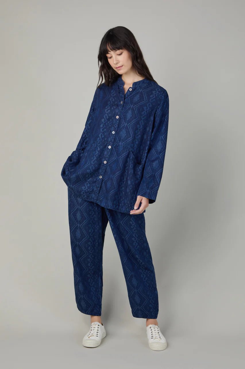 picture of Sahara Diamond Patchwork Print Shirt - Denim - Number Two - womens - fashion - ethical - clothing - Sahara