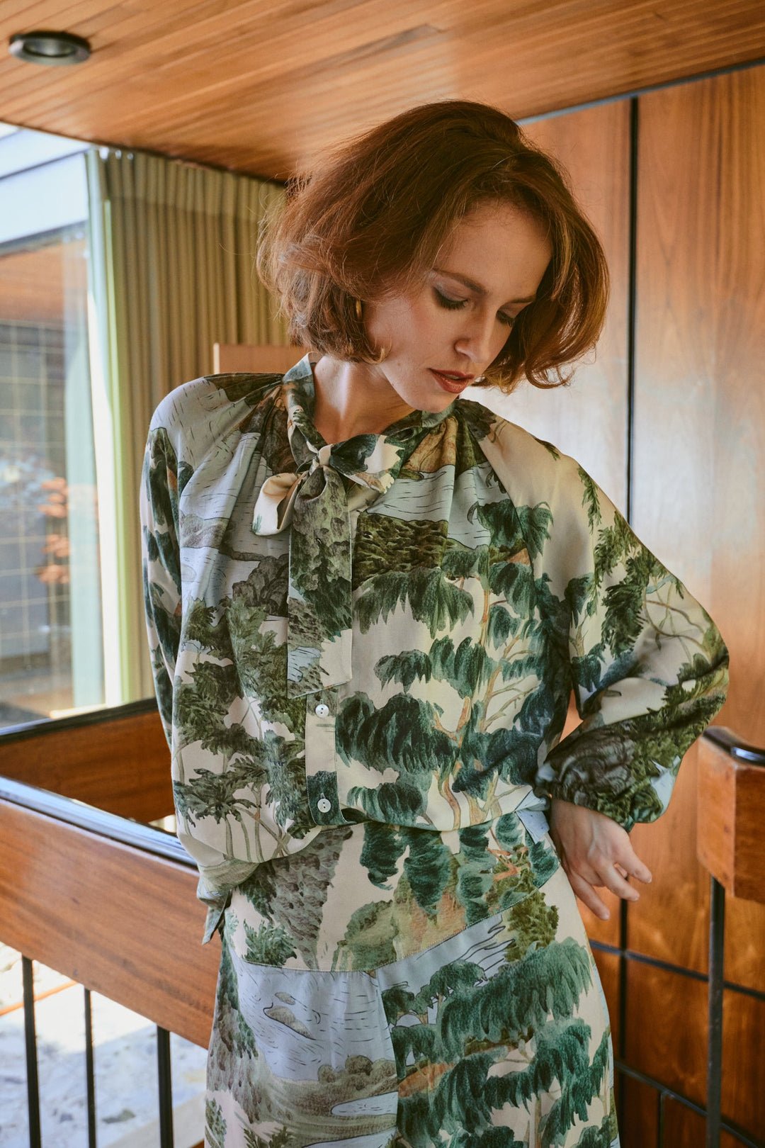 One Hundred Stars Pussy Bow Blouse Rivers & Trees Natural - Number TwoclothingOne Hundred Stars