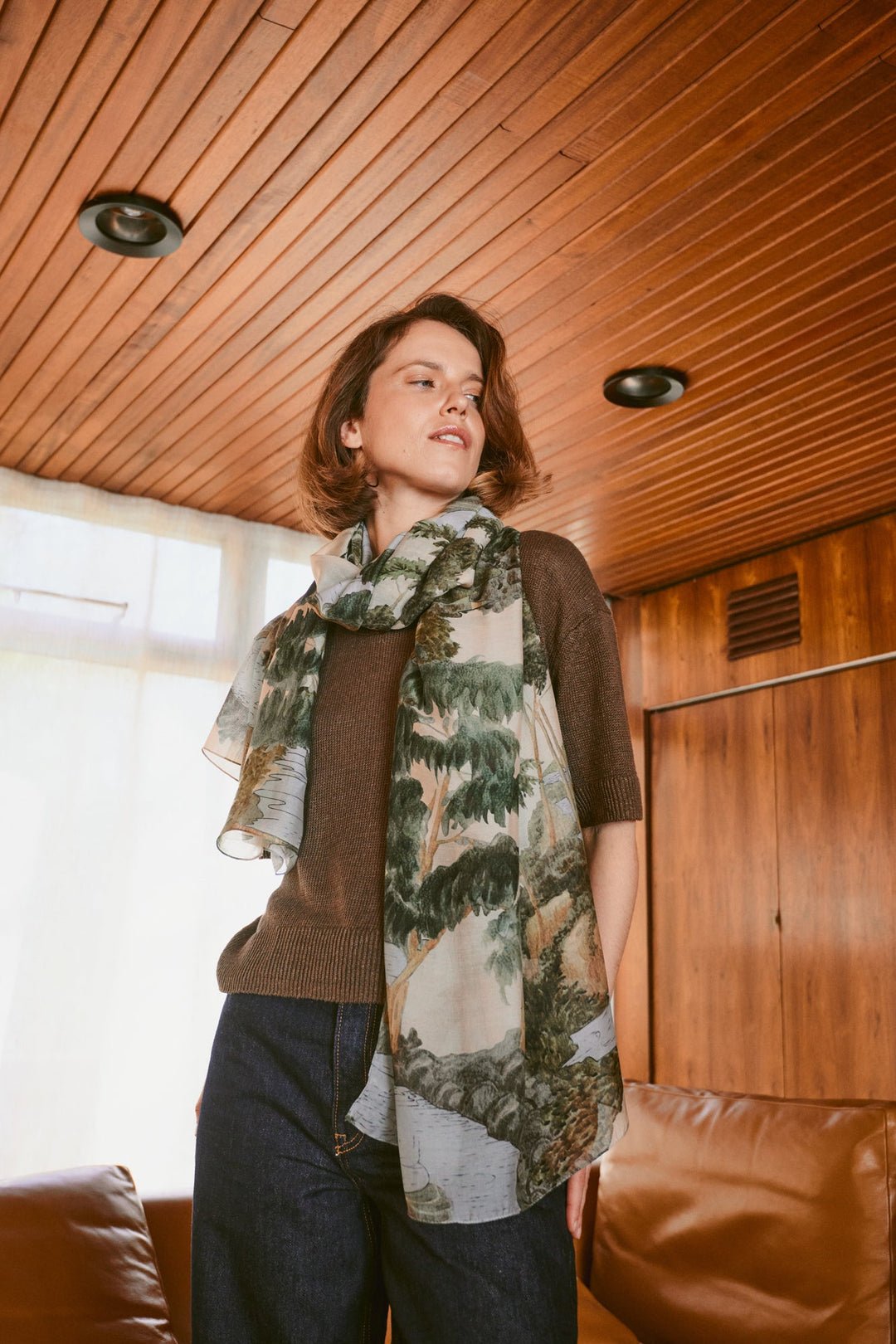 picture of One Hundred Stars Scarf Rivers & Trees Natural - Number Two - womens - fashion - ethical - accessories -