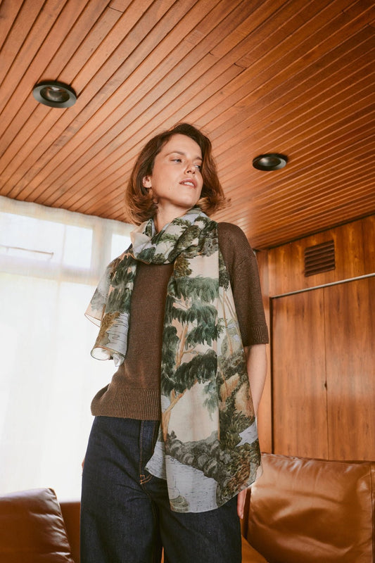 picture of One Hundred Stars Scarf Rivers & Trees Natural - Number Two - womens - fashion - ethical - accessories -