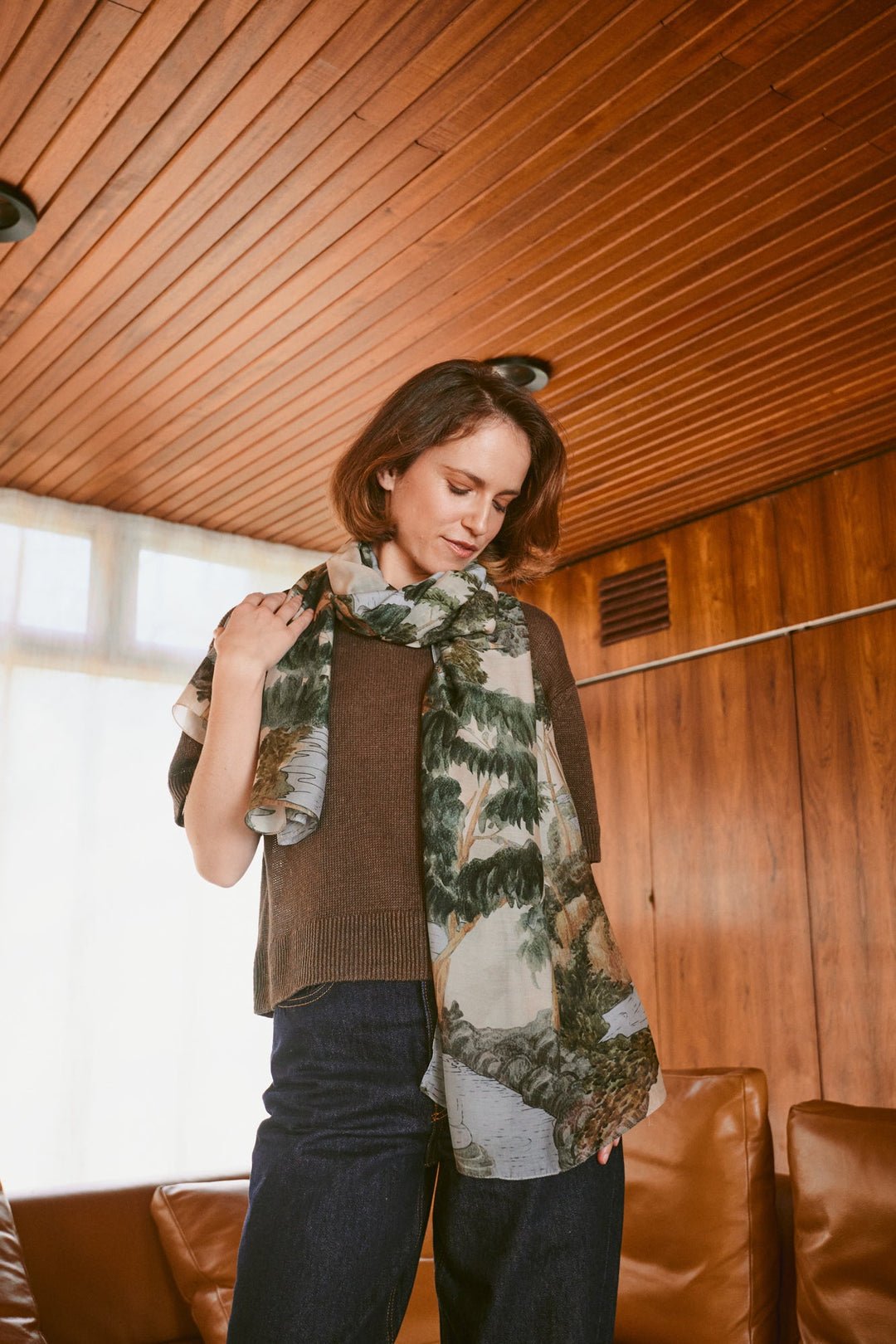 picture of One Hundred Stars Scarf Rivers & Trees Natural - Number Two - womens - fashion - ethical - accessories -