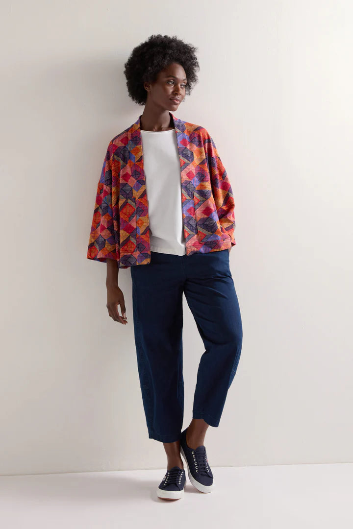 Sahara Stretch Jersey Cubist Print Jacket Multi