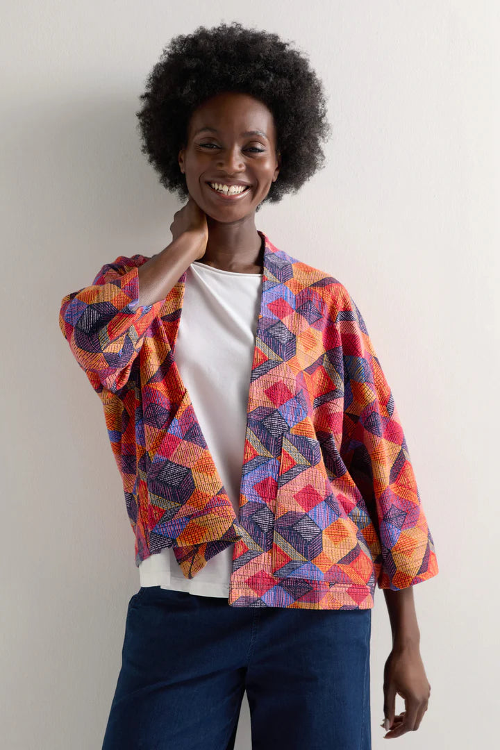 Sahara Stretch Jersey Cubist Print Jacket Multi