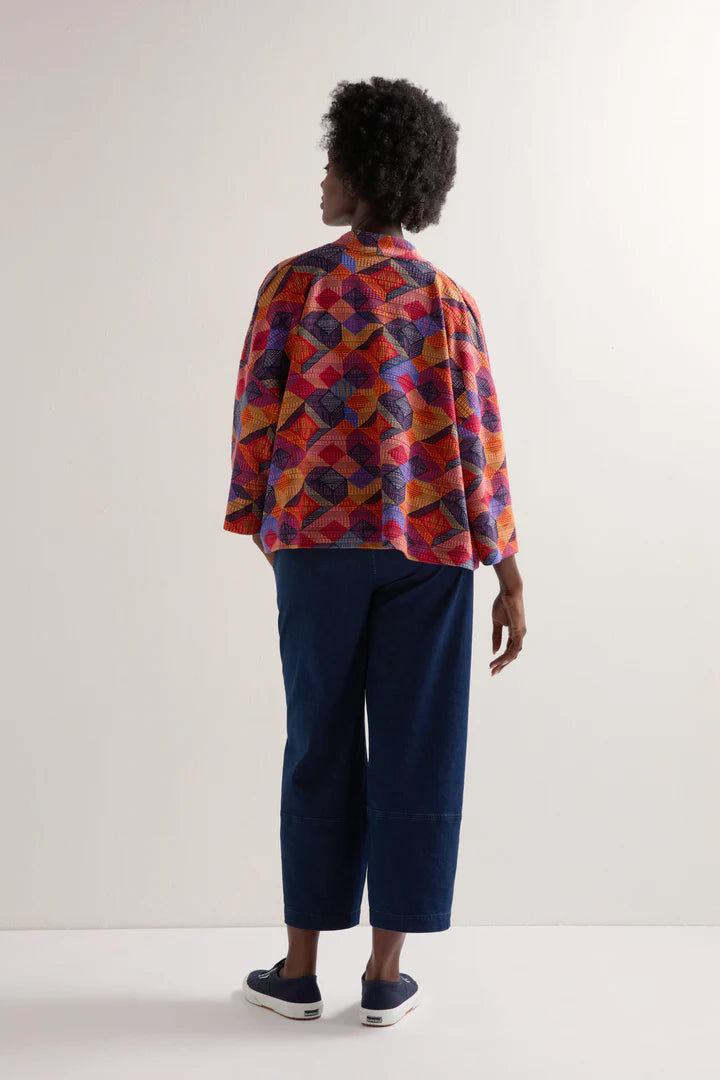 Sahara Stretch Jersey Cubist Print Jacket Multi