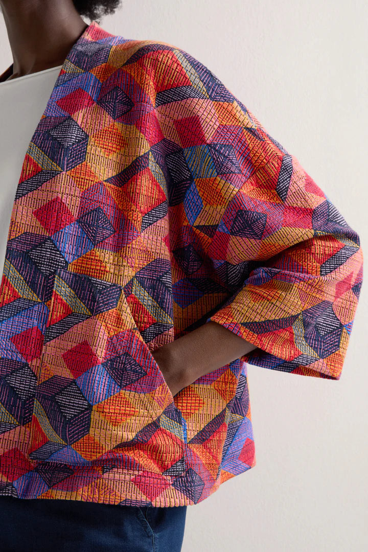 Sahara Stretch Jersey Cubist Print Jacket Multi